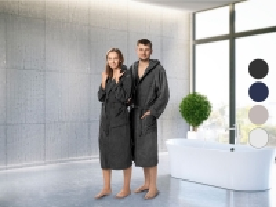 Biberna Velours Bademantel mit Kapuze