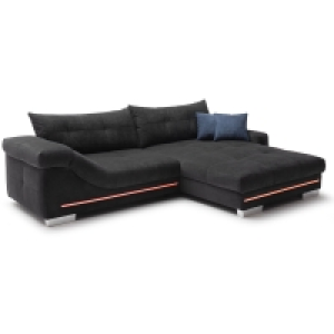 Roller  Ecksofa - schwarz - Microfaser - LED-Beleuchtung