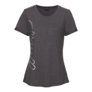 Damen-Fitness-T-Shirt mit gl&auml;nzendem Schriftzug