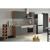 OBI  Held Möbel Küchenzeile Sorrento 210 cm Anthrazit-Wotaneiche