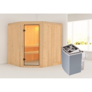 OBI  Sauna Obi 2 Natur Eckeinstieg inkl. Ofen mit integrierter Steuerung