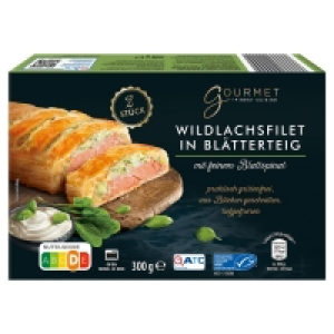 Aldi Süd  GOURMET FINEST CUISINE Wildlachsfilet in Blätterteig 300 g