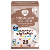 Aldi Süd  BACK FAMILY Schokoladen-ABC-Dekor, zartbitter 48 g