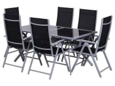 Outsunny Gartensitzgruppe, 7-teilig - Tisch & 6 Stühle, schwarz/grau 415.04 €