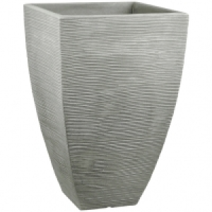 Blumentopf Â»RillenÂ«, Kunststoff/Polyethylen (PE), steingrau, eckig