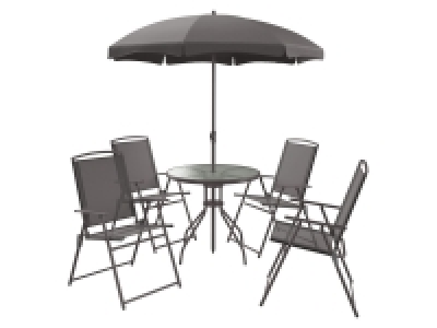 LIVARNO home Sitzgruppe, mit Sonnenschirm, 6-teilig, anthrazit