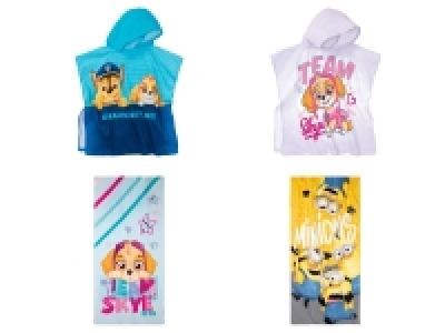 Kinder Velours Poncho, 60 x 120 cm / Velours Strandtuch, 75 x 150 cm