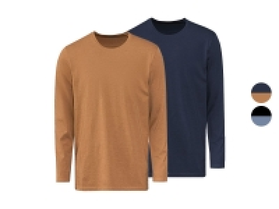 LIVERGY® Herren Langarmshirt, 2 Stück, körpernah geschnitten