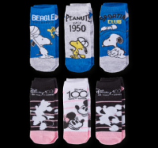 PEANUTS oder DISNEY 100 Sneakersocken für Damen