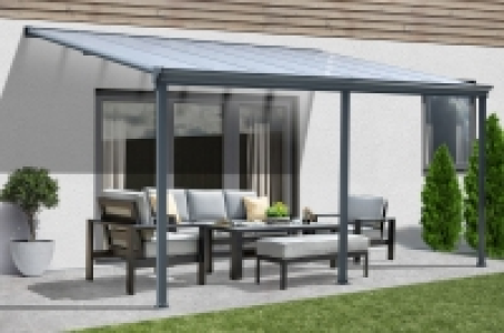 Netto  HOME DELUXE Terrassenüberdachung SOLIS - 434 x 303 x 226 / 278 cm Grau