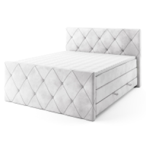 Boxspringbett - silber - H2 - mit Bettkasten - 180x200 cm