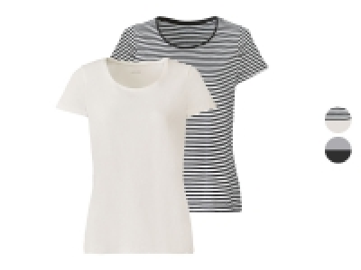 Lidl Esmara® esmara® Damen T-Shirt, 2 Stück, mit weitem Rundhalsausschnitt