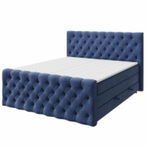 Boxspringbett - dunkelblau - H3 - 180x200 cm