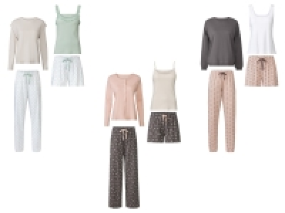 Lidl Esmara® esmara® Damen Pyjama, 4-teilig, mit hohem Baumwollanteil