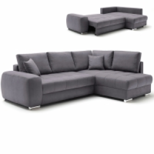 Roller  Ecksofa - grau - Boxspringfederung - Dauerschläfer - Chromfüße