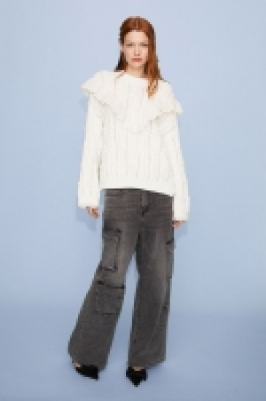 HM  Strukturstrick-Pullover mit Volants
