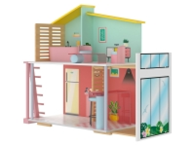 Lidl Playtive Playtive Holz Fashion Doll Puppenhaus, 8-teilig