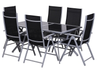 Lidl Outsunny Outsunny Gartensitzgruppe, 7-teilig - Tisch & 6 Stühle, schwarz/grau
