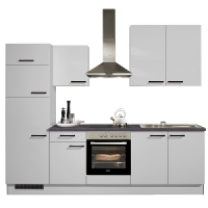 Roller  Küchenblock - lichtgrau - mit E-Geräten - Kühlschrank links - 270 cm