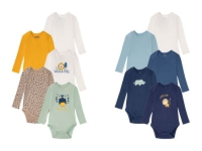 lupilu® Baby Jungen Bodies, langarm, 5 Stück, aus reiner Bio-Baumwolle