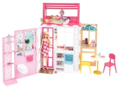 Barbie Ferienhaus, mit Möbeln und Puppe, tragbar