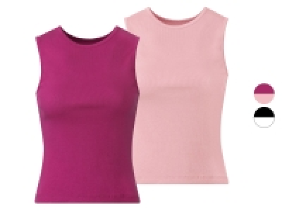 esmara® Damen Ripp-Tops, 2 Stück, kurz und körpernah geschnitten