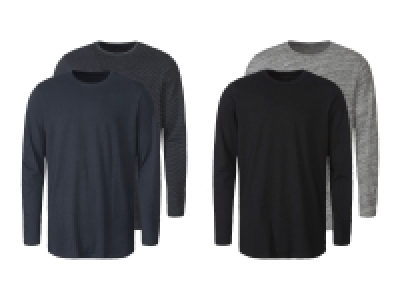 LIVERGY® Herren Langarmshirts, 2 Stück, mit Rundhalsausschnitt