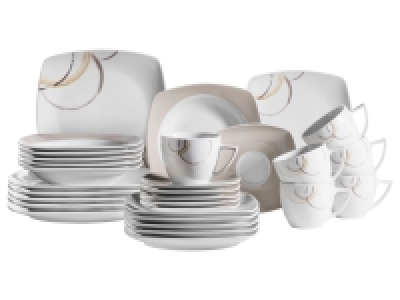 Lidl Mäser MÄSER Geschirr-Set »Nela«, beige/braun/weiß, 30-teilig