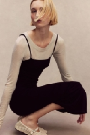 HM  Geripptes Maxikleid