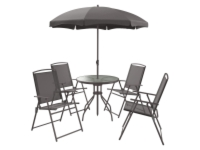 Lidl Livarno Home LIVARNO home Sitzgruppe, mit Sonnenschirm, 6-teilig, anthrazit