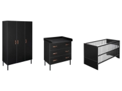 Lidl Schardt Schardt Babyzimmer »Melody Black«, Griffe in Lederoptik