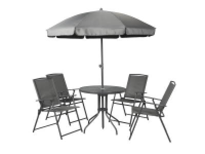 Lidl Livarno Home LIVARNO home Sitzgruppe mit Sonnenschirm, 6-teilig, anthrazit