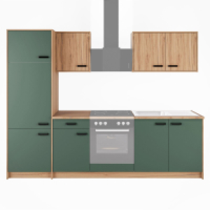 Küchenblock - grün matt - Eiche - 264,5 cm 399.99 €