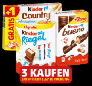 FERRERO Kinder Riegel, Kinder Bueno oder Kinder Country
