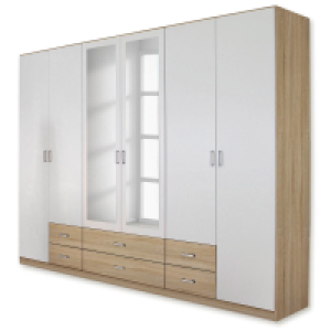 Kombi-Drehtürenschrank - Sonoma Eiche-weiß - 271 cm