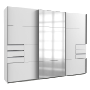 Schwebetürenschrank - weiß - mit Spiegel - 270 cm