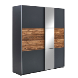 Schwebetürenschrank - grau Metallic - Fichte - 175 cm