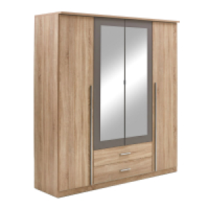 Kombi-Drehtürenschrank - Sonoma Eiche - grau - 181 cm