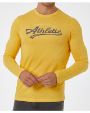 Kik  Gelbes Langarmshirt X-Mail, Rundhalsausschnitt