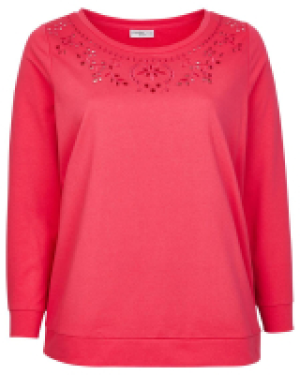 Kik  Pinkes Sweatshirt Janina curved, Lochstickereien
