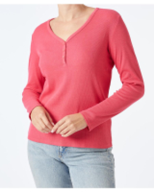 Kik  Geripptes Langarmshirt Janina, V-Ausschnitt