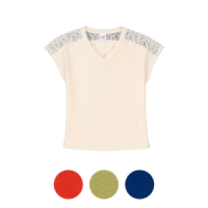 UP2FASHION WOMEN Damen Slub Shirt mit Spitze