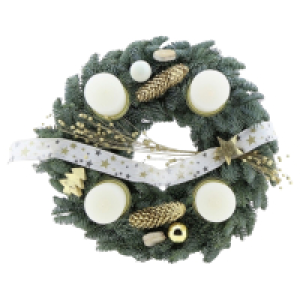 GARDENLINE Adventskranz 40 cm, weiß-gold Nobilis