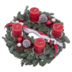 Aldi Süd  GARDENLINE Adventskranz 40 cm, rot-weiß