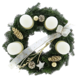 GARDENLINE Adventskranz 40 cm, weiß-gold Nordmann