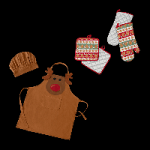 CROFTON Sch&uuml;rze / K&uuml;chenset / Topflappen-Ofenhandschuh-Set
