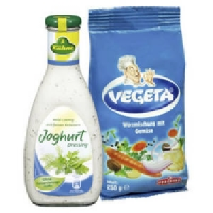 Vegeta Würzmischung, Kühne Dressing oder Exquisit Essig