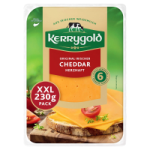 Aldi S&uuml;d  KERRYGOLD K&auml;sescheiben XXL 230 g, Cheddar herzhaft