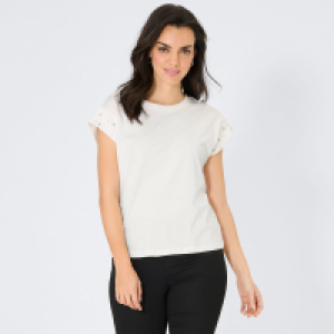 Damen-T-Shirt mit Perlen und Steinen