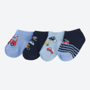 NKD  Baby-Jungen-Sneaker-Socken mit Fahrzeug-Motiven, 4er-Pack